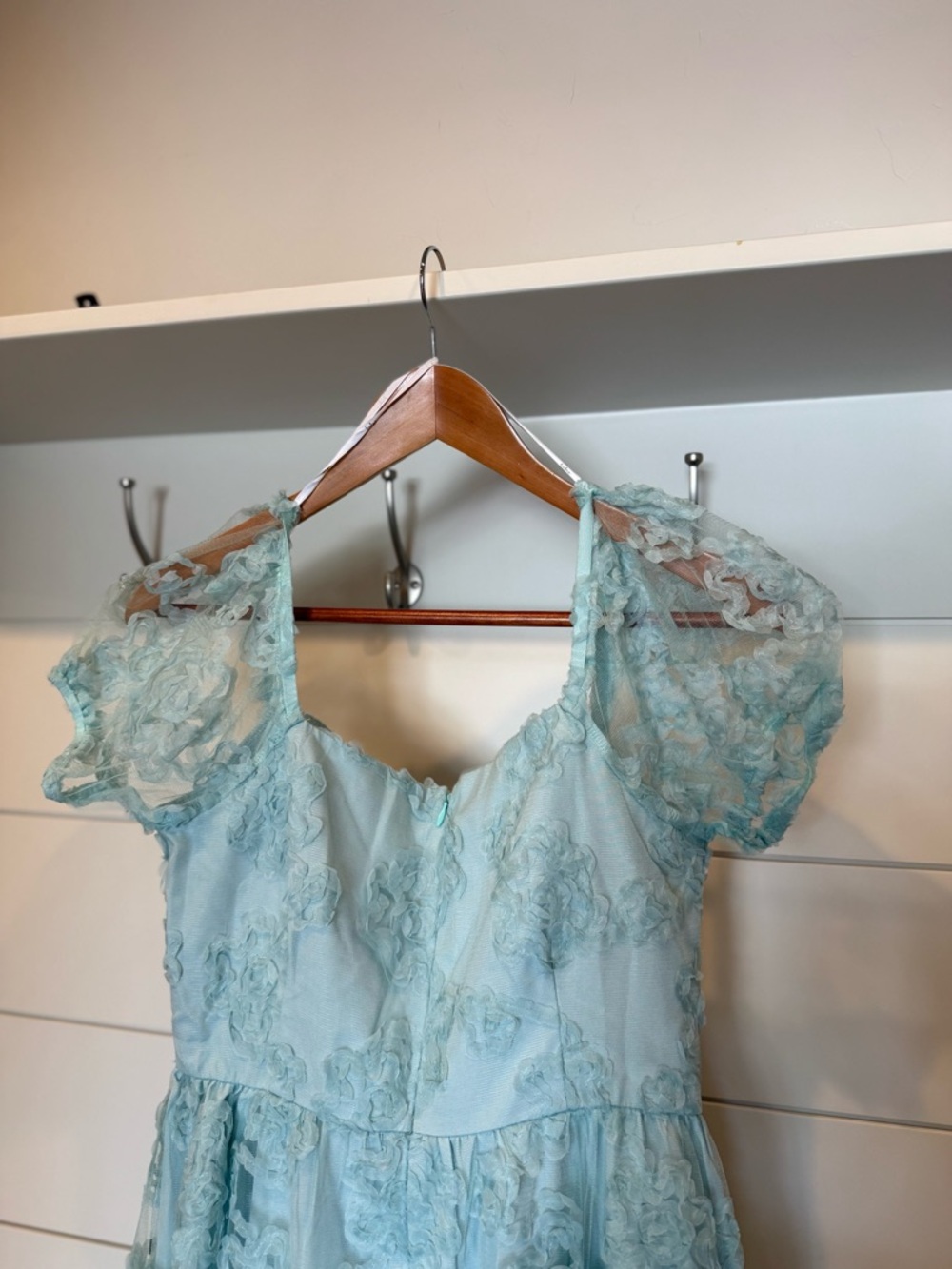 NWT Lulus Notable Elegance Mint Mesh Floral Applique Bustier Midi Dress Large - Picture 7 of 10